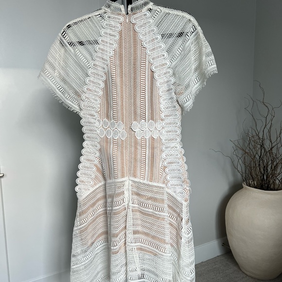 ACLER Tan & White Asymmetrical Midi Dress - Picture 3 of 4